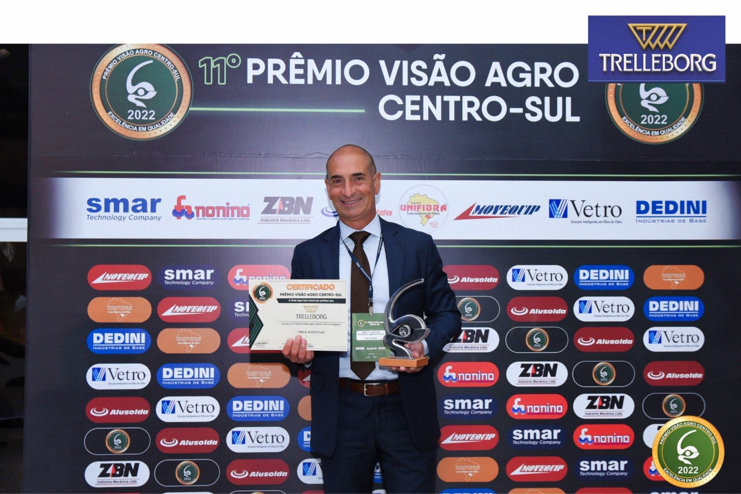 Marcelo Natalini, presidente da Trelleborg Wheel Systems na América do Sul, em cerimônia do Prêmio Visão Agro Centro-Sul - Crédito: Divulgação