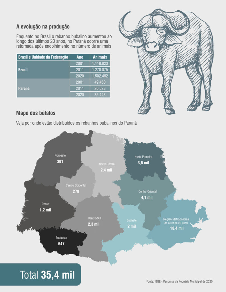 populacao de bufalos no parana por regiao
