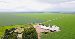 foto drone - agricultura em pivot irrigada - sede da fazenda - fotao Amanda Apolinario Matos