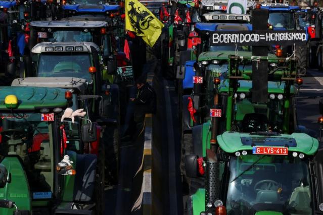 Tratores em Bruxelas protesto