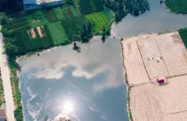 Milho de outono é inundado na área de armazenamento na província de Henan, na China