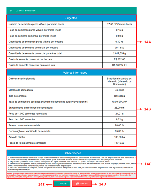 Calculadora de sementes forrageiras 