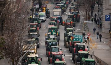Protesto de agricultores espanhóis em Girona