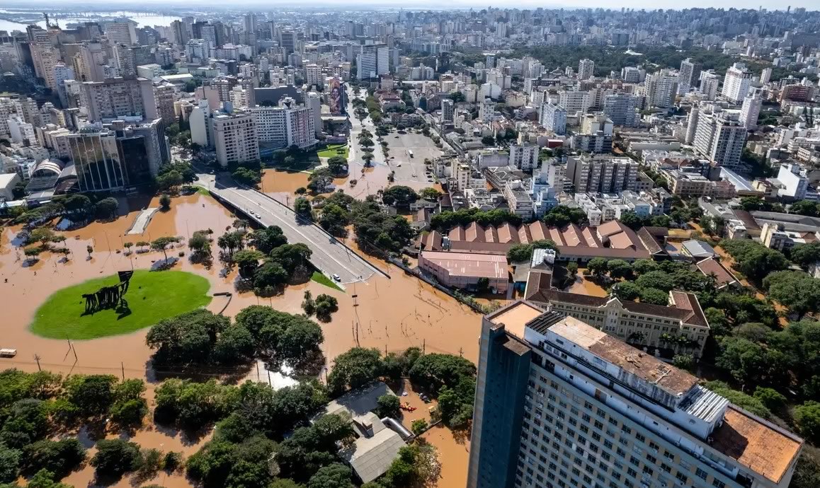 inundacao causada pelas enchentes no rio grande do sul