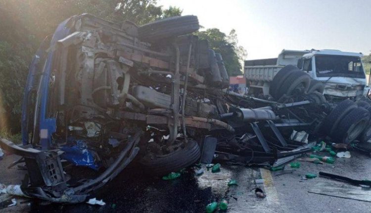 Caminhão desvia de bois na BR-232, tomba e causa colisão múltipla com feridos no Grande Recife