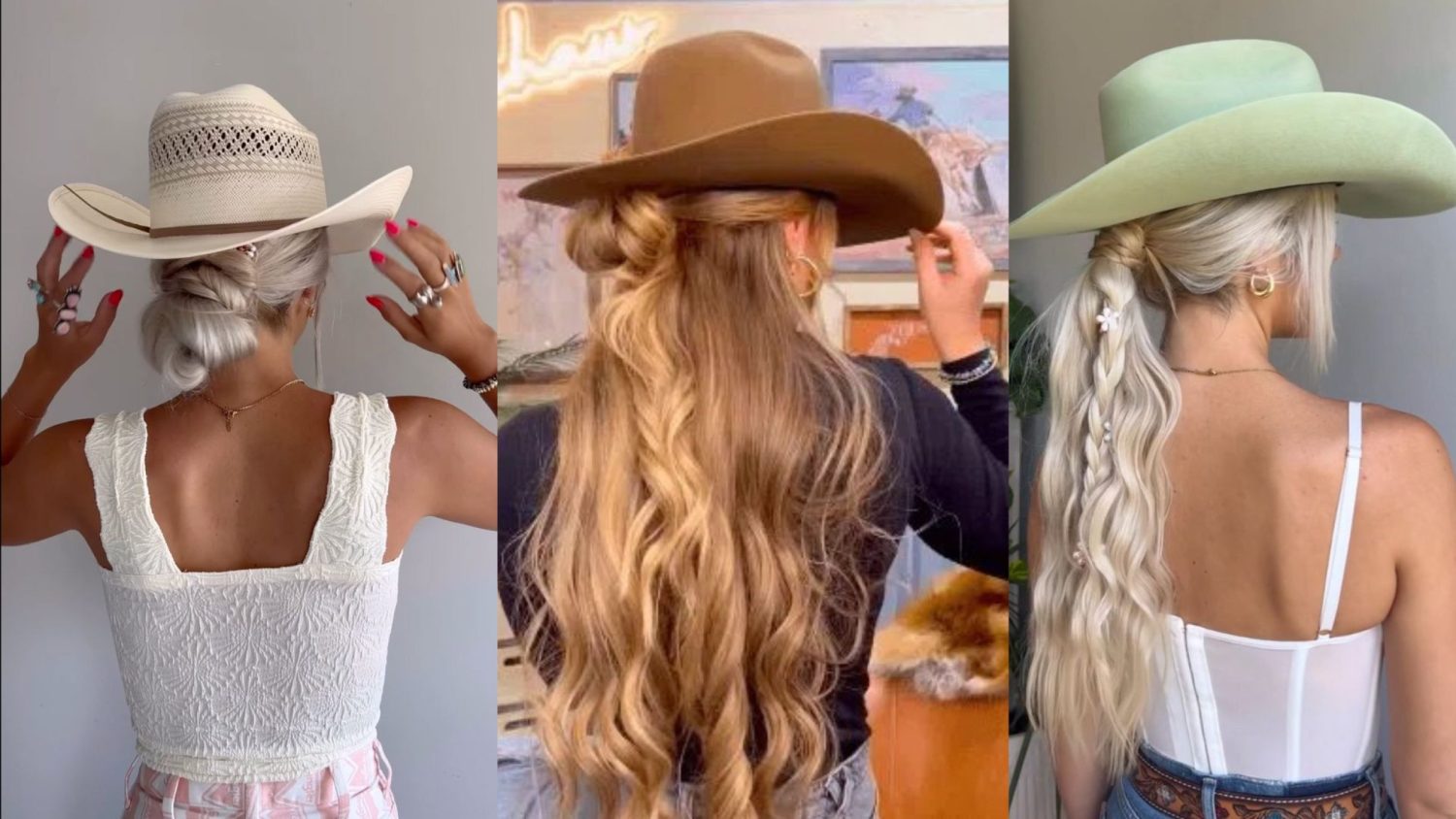 Top 7 penteados fáceis para usar com um chapéu de Cowboy