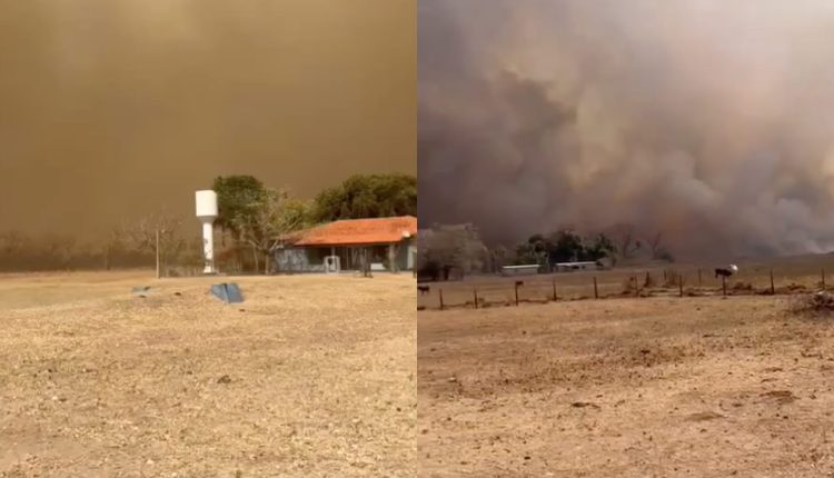 Video mostra fogo dizimando fazendas na regiao do Pantanal