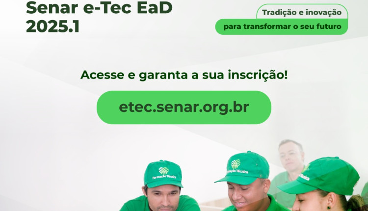 Inscrições para cursos técnicos do Senar/SC encerram nesta sexta-feira, dia 17 de janeiro