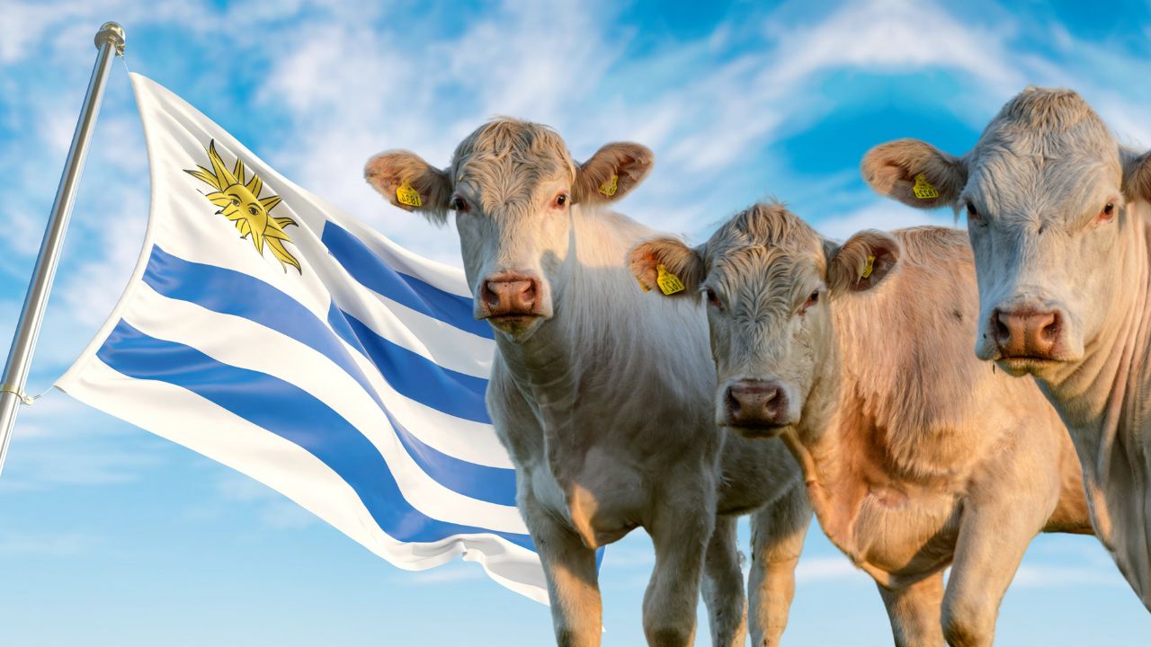 uruguai golpe financeiro - bandeira do uruguai - gado branco charoles