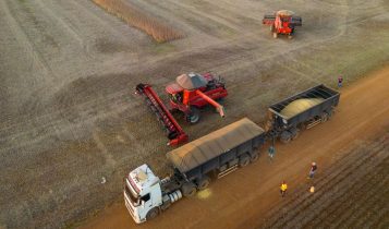 colheitadeira descarregando soja no caminhao - fotao 2