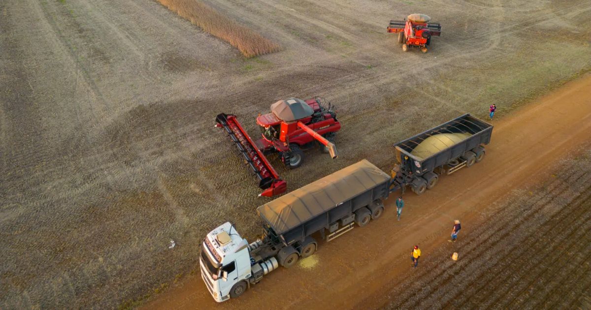 colheitadeira descarregando soja no caminhao - fotao 2