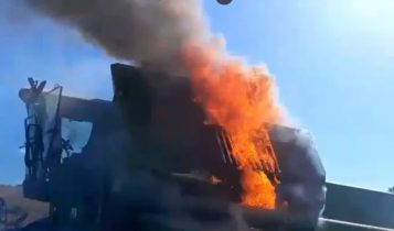 Incêndio destrói colheitadeira única de pequeno agricultor no interior do Rio Grande do Sul