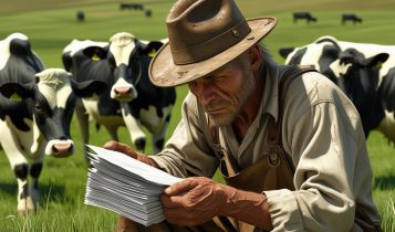 produtor rural olhando os boletos - cheio de dividas para pagar