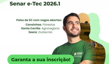 Sistema FAESC/SENAR abre inscrições para Cursos Técnicos gratuitos em 2026