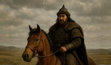 Gengis Khan - imperador da Mongolia - montando em seu cavalo