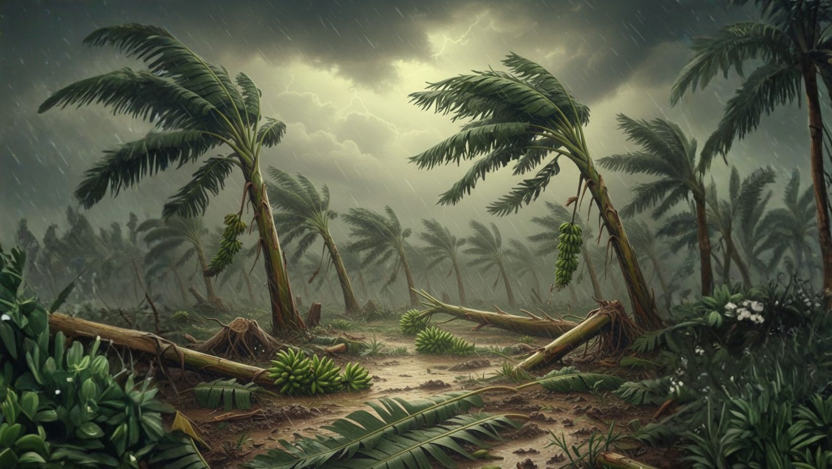 bananal destruido pelo vento