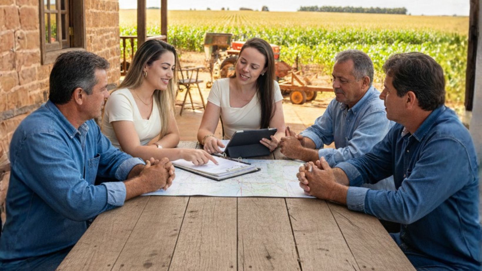 produtores rurais com as consultoras da ConsulttAgro