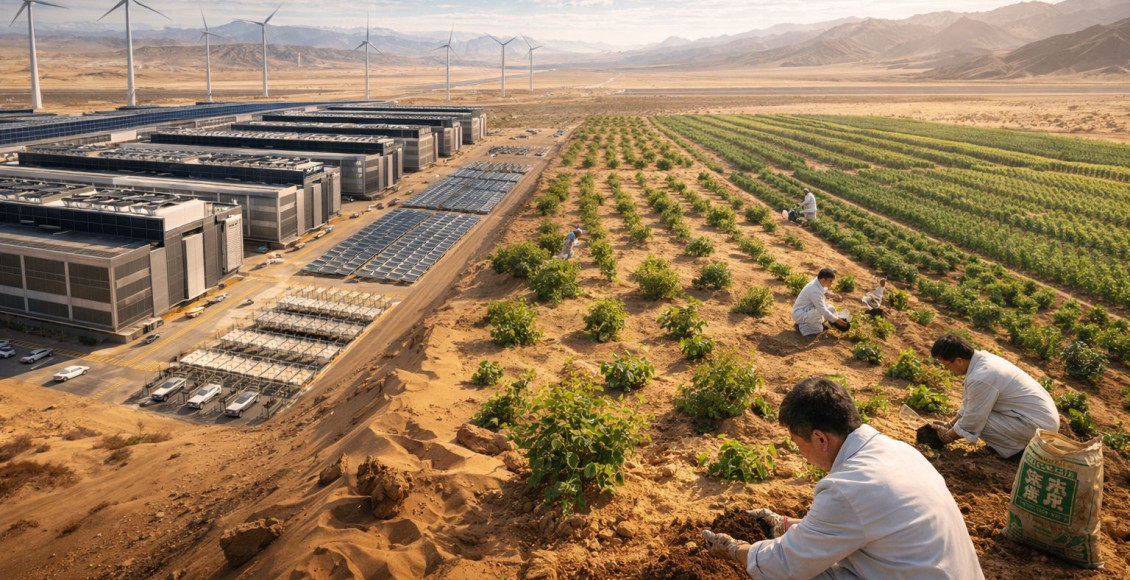 China transforma deserto em potência tecnológica e agrícola com data centers e “sementes de solo”
