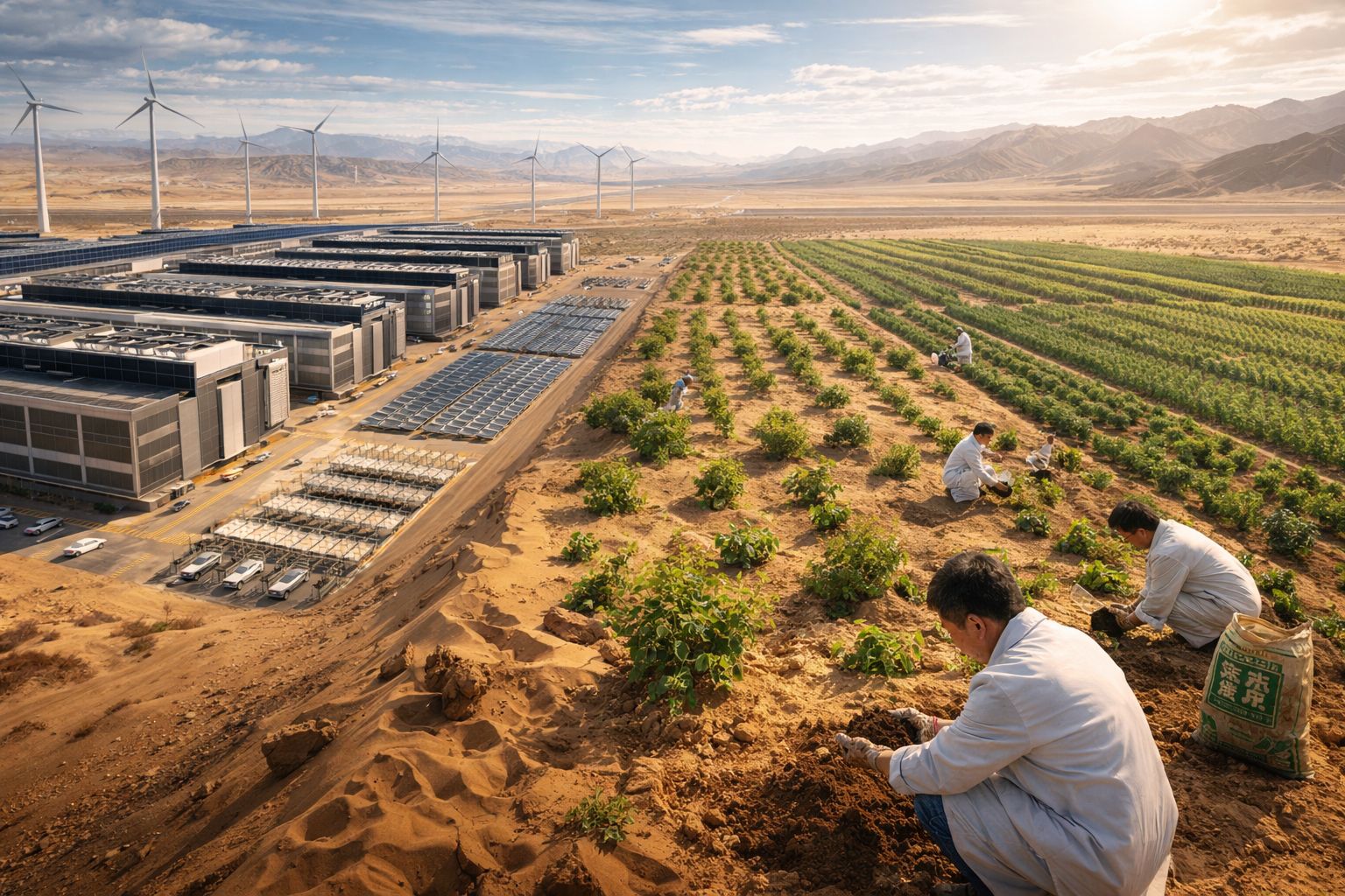 China transforma deserto em potência tecnológica e agrícola com data centers e “sementes de solo”