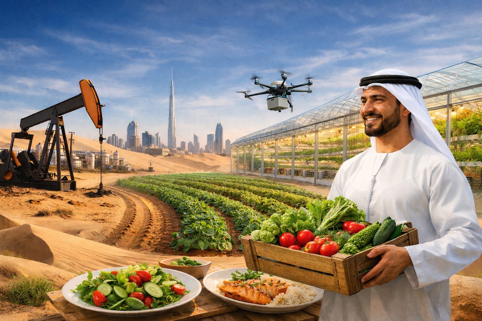 Do petróleo ao prato: Emirados Árabes aceleram corrida para produzir alimentos no deserto