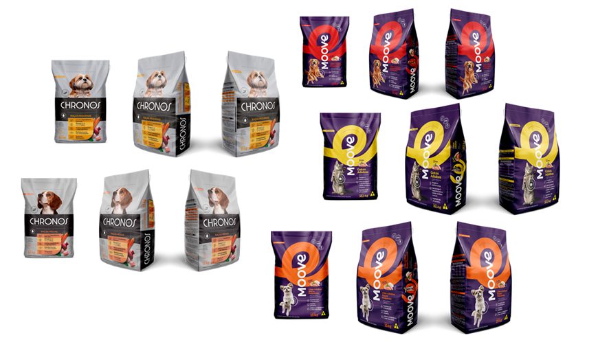 Portfólio completo das novas embalagens das linhas Chronos e Moove da Polinutri