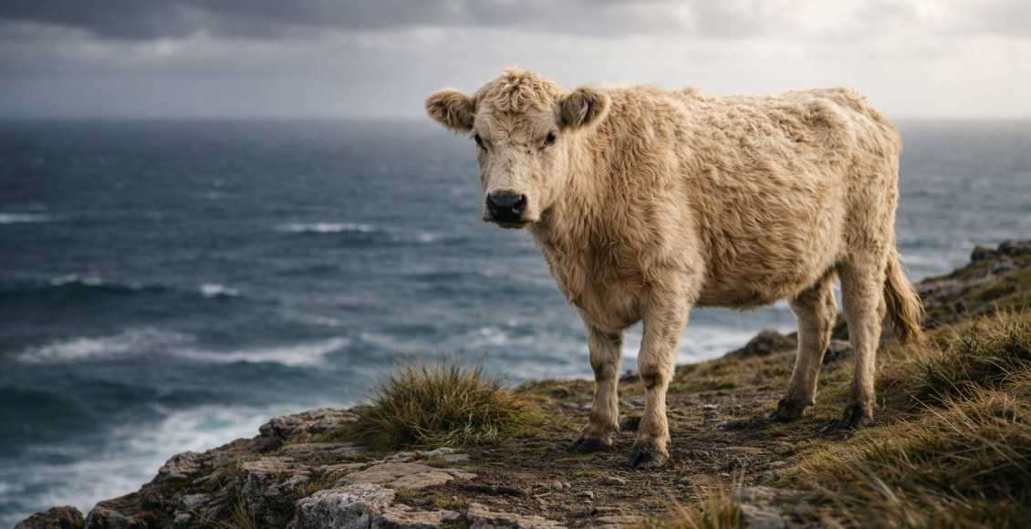 rebanho de vacas foi abandonado em uma ilha deserta
