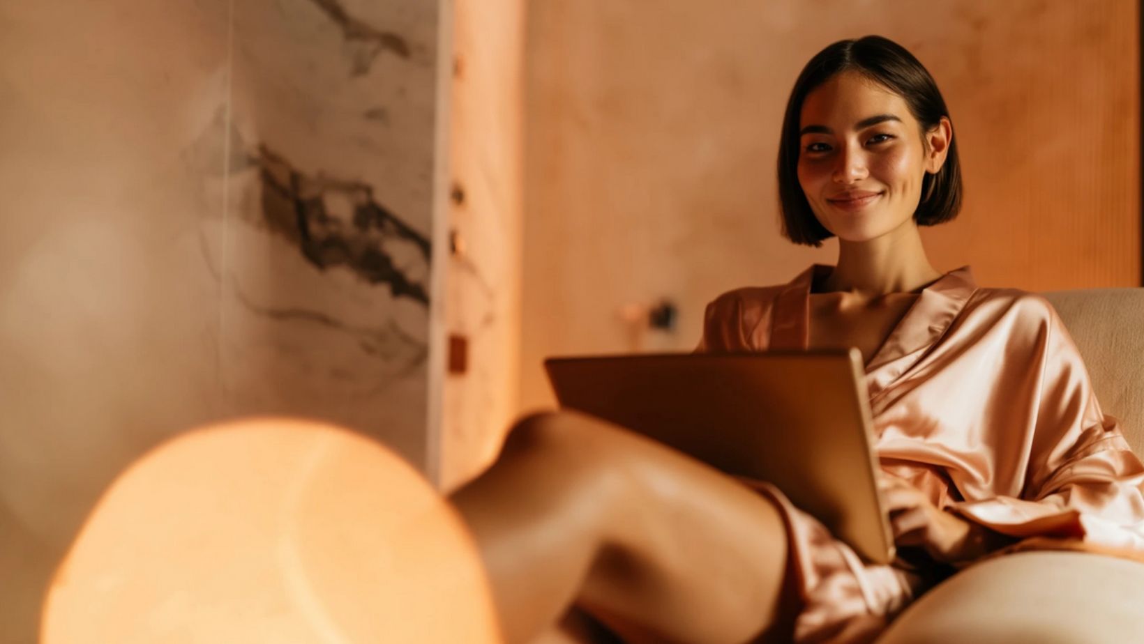 mulher sentada usando o computador