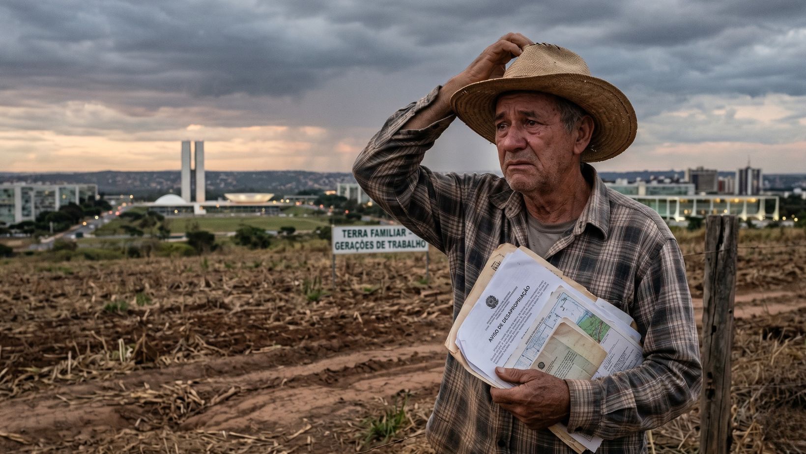 Produtor rural preocupado com a proxima safra